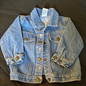 Kids Denim Jacket with Floral Accents